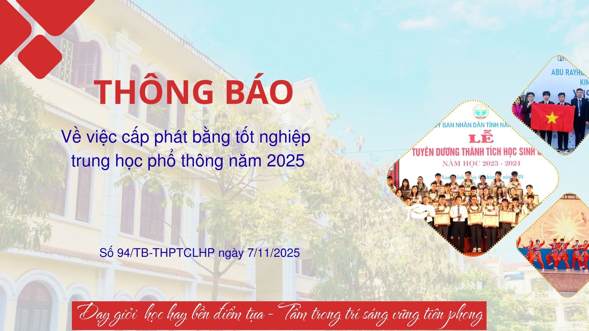 Thông báo cấp phát bằng Tốt nghiệp Trung học phổ thông năm 2025